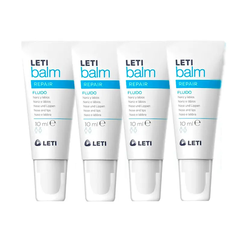 Letibalm Confezione fluida riparatrice per naso e labbra, 4 x 10 ml
