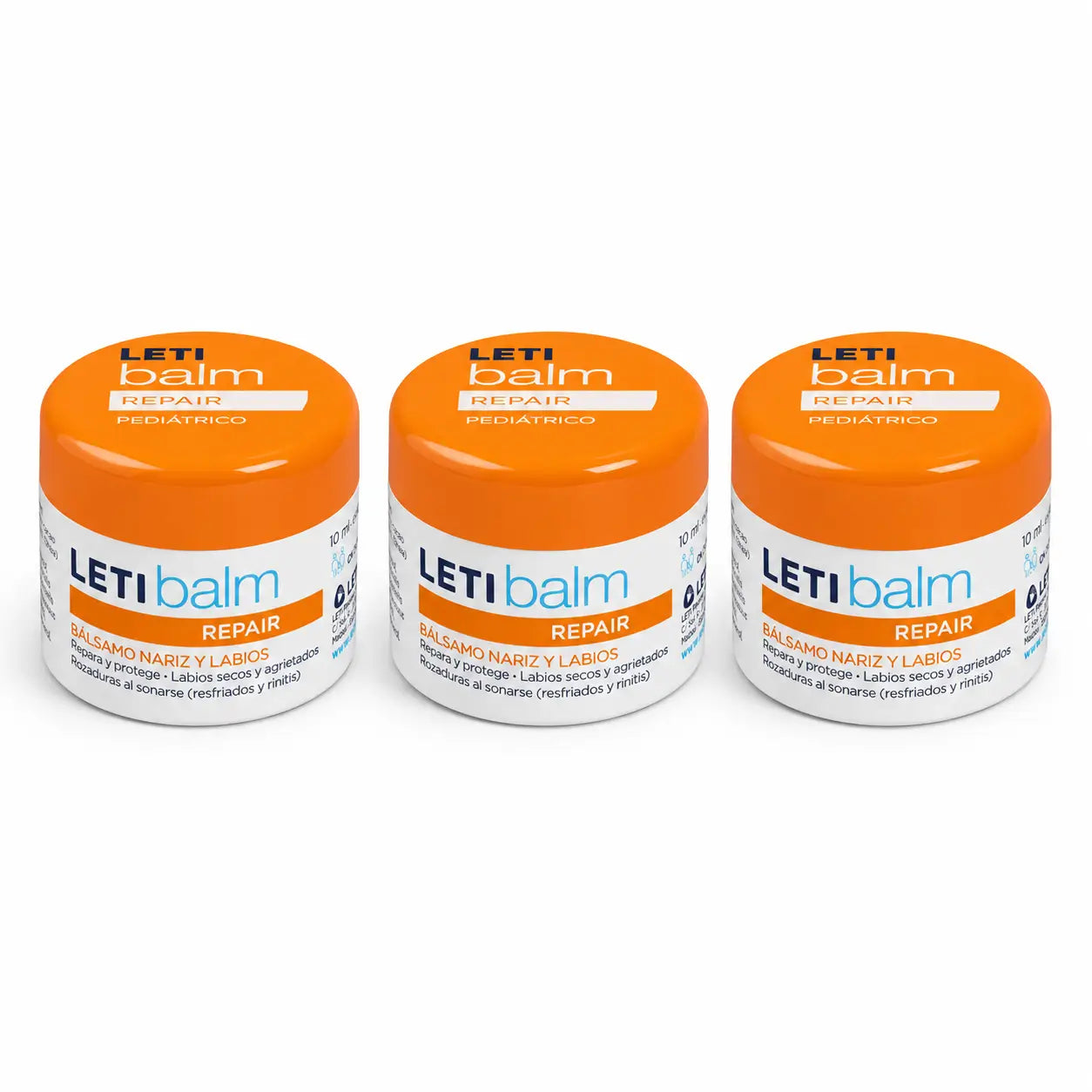 Letibalm Pediatrico, Balsamo riparatore per naso e labbra, 10 ml confezione da 3