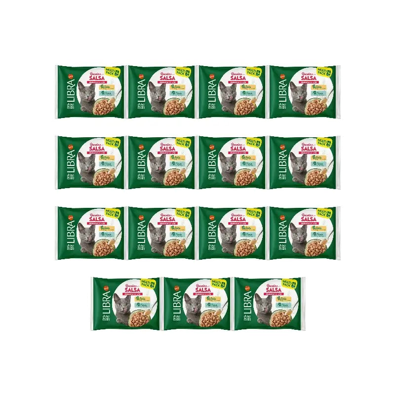 Libra - Cibo umido per gatti, con pollo e tacchino in salsa, confezione flowpack, 15 x 340 g