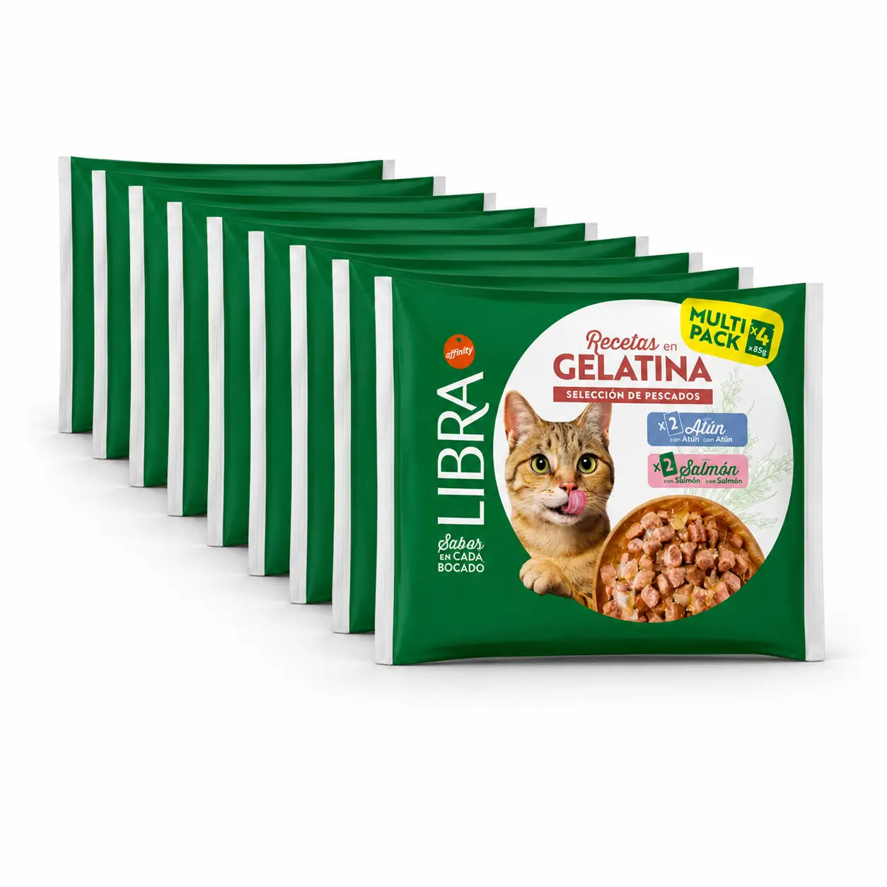 Libra Cibo umido per gatti, con salmone e tonno, confezione flowpack, 15 x 340 g
