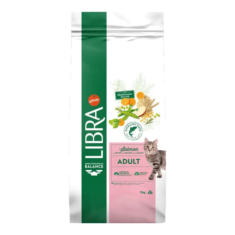 Libra Mangime per gatti, al salmone, Premium, 12 kg
