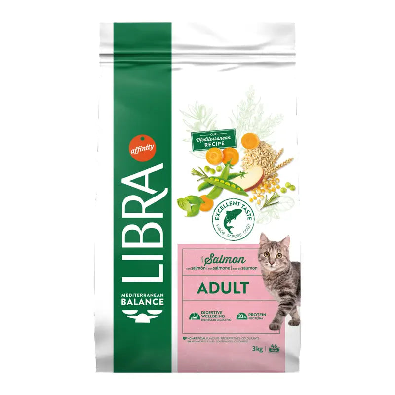 Libra Mangime per gatti, al salmone, Premium, 3 kg