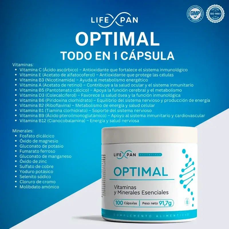 Lifexpan Optimal Vitamine e minerali essenziali , 100 capsule