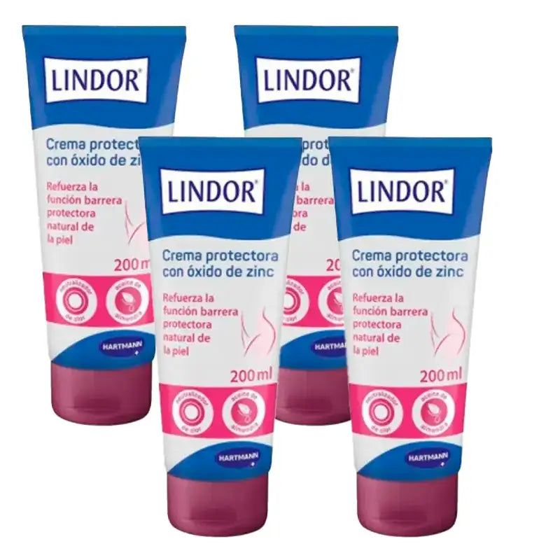 Lindor Crema protettiva per la pelle, confezione da 4 x 200 ml