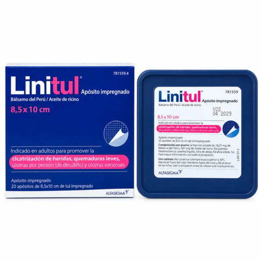 Linitul 8,5 x 10 cm, confezione di medicazioni impregnate, 20 pezzi