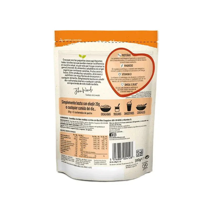Semi di lino macinati Linwoods con Bacillus e Vit D 200Gr