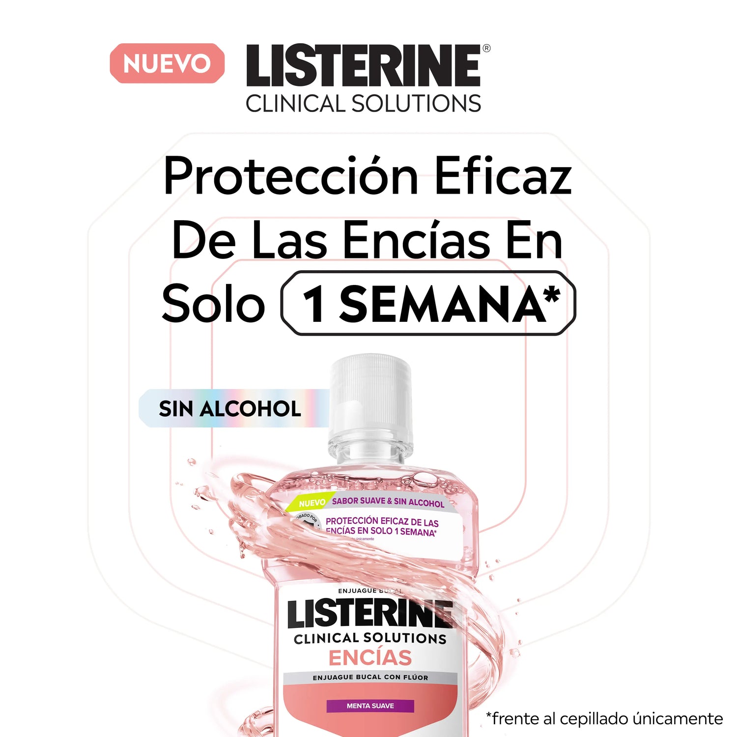 Listerine Clinical Solutions Gomme al gusto delicato, 500 ml