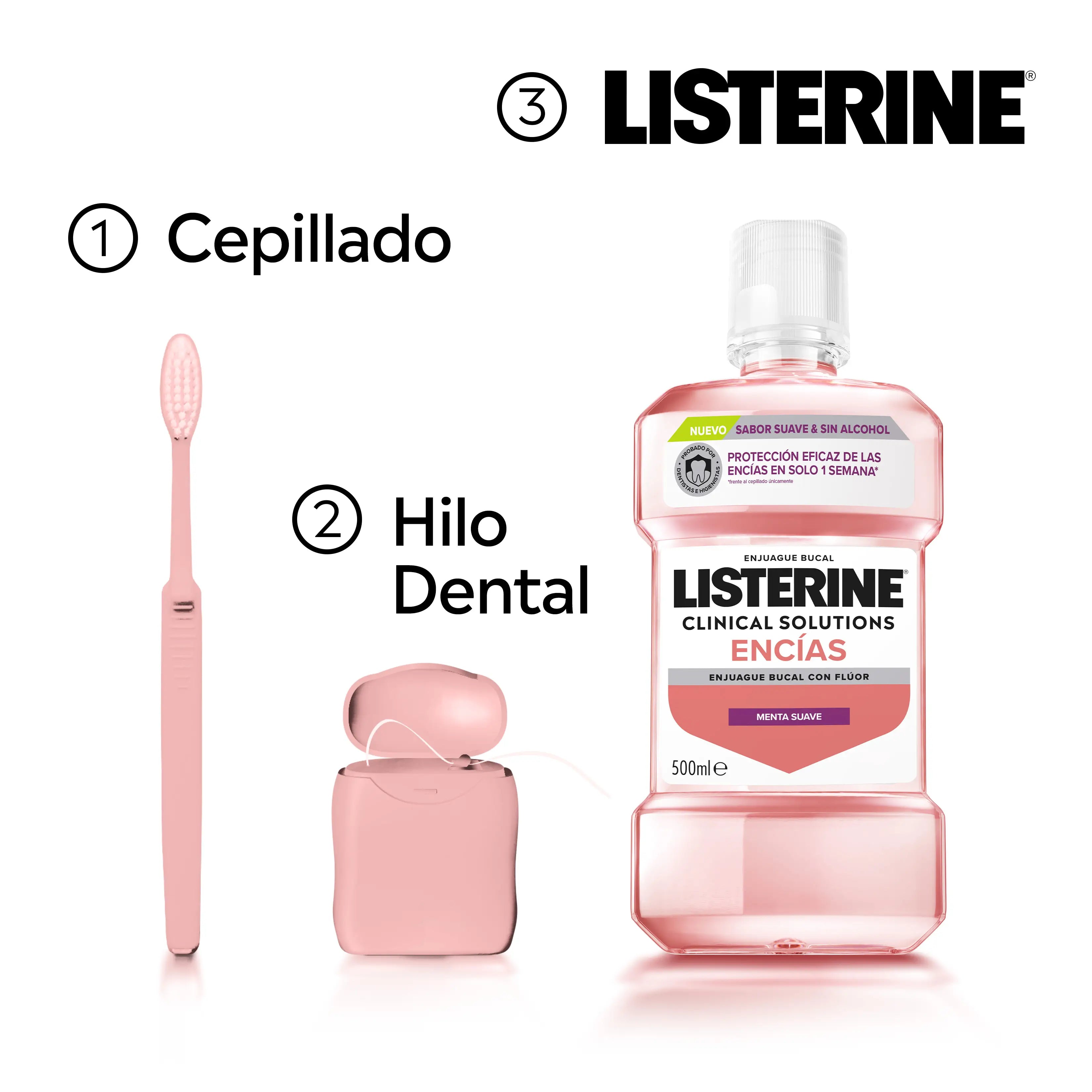 Listerine Clinical Solutions Gomme al gusto delicato, 500 ml
