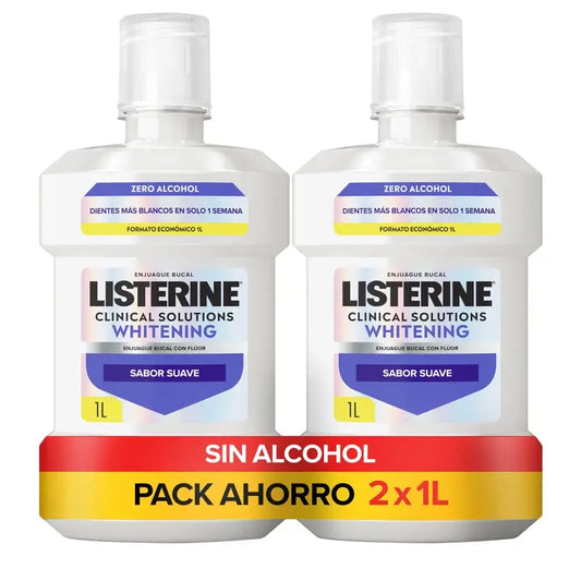Collutorio Listerine, Advanced White con sbiancante, al gusto di menta delicata, senza alcool Confezione da 2 x 1000 ml