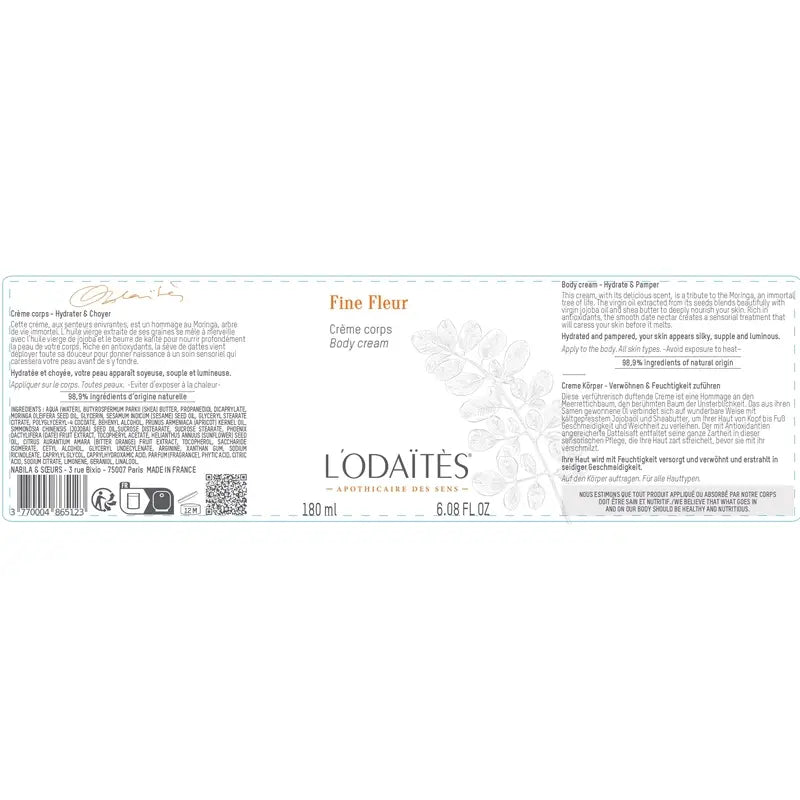 L'Odaïtès Corporal Fine Fleur - Crema per il corpo , 180 ml