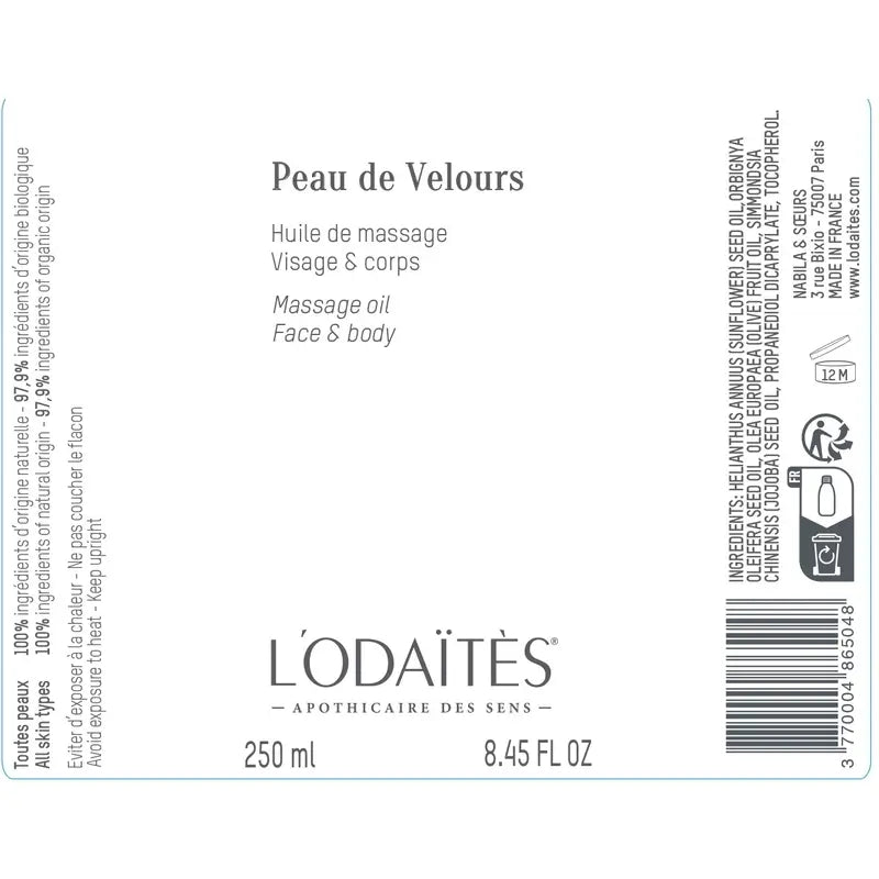 L'Odaïtès Corporal Peau De Velours - Olio universale - Viso e corpo , 250 ml
