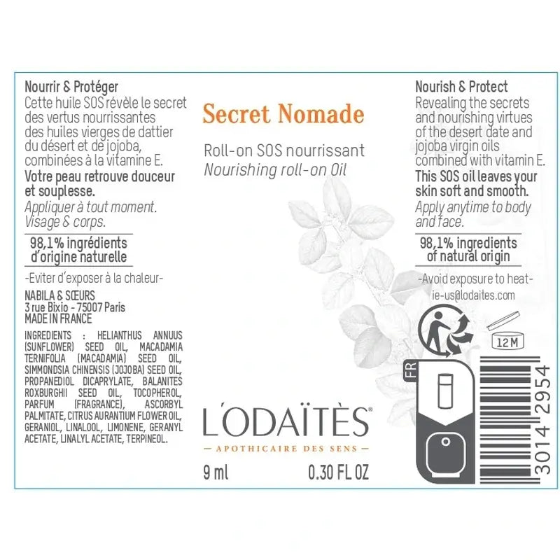 L'Odaïtès Body Secret Nomade - Olio nutriente Roll-On , 9 ml