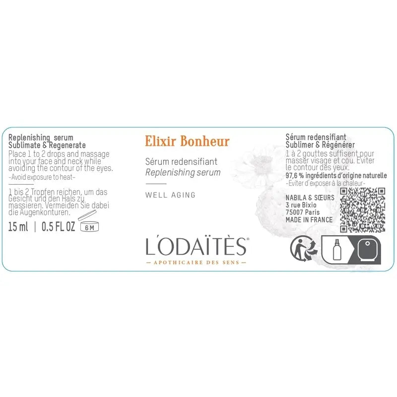 L'Odaïtès Facial Elixir Bonheur - Siero rigenerante, 15 ml