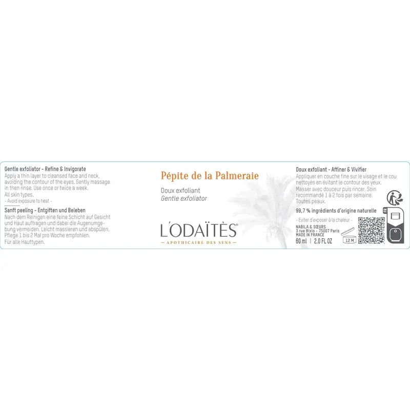 L'Odaïtès Facial Pépite De La Palmeraie - Scrub esfoliante delicato, 60 ml