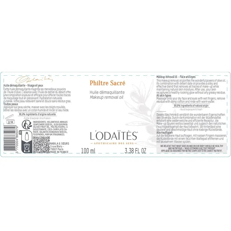 L'Odaïtès Facial Philtre Sacré - Olio detergente - Viso e occhi , 100 ml