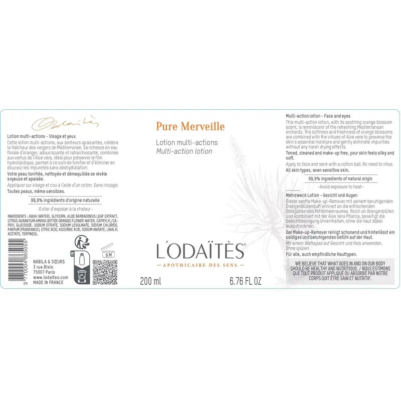 L'Odaïtès Facial Pure Merveille - Lozione multi-azione - Viso e occhi , 200 ml