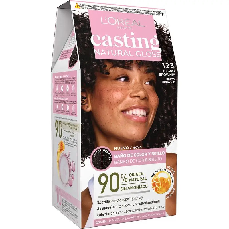L'Oréal Paris Casting Natural Gloss Colour & Shine Gloss Shade 123 Brownie Black 90% Naturale Origine.