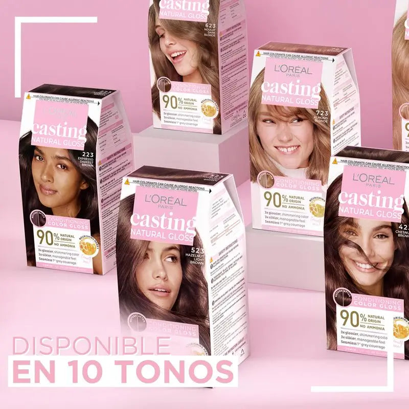 L'Oréal Paris Casting Natural Gloss Colour & Shine Gloss Shade 123 Brownie Black 90% Naturale Origine.