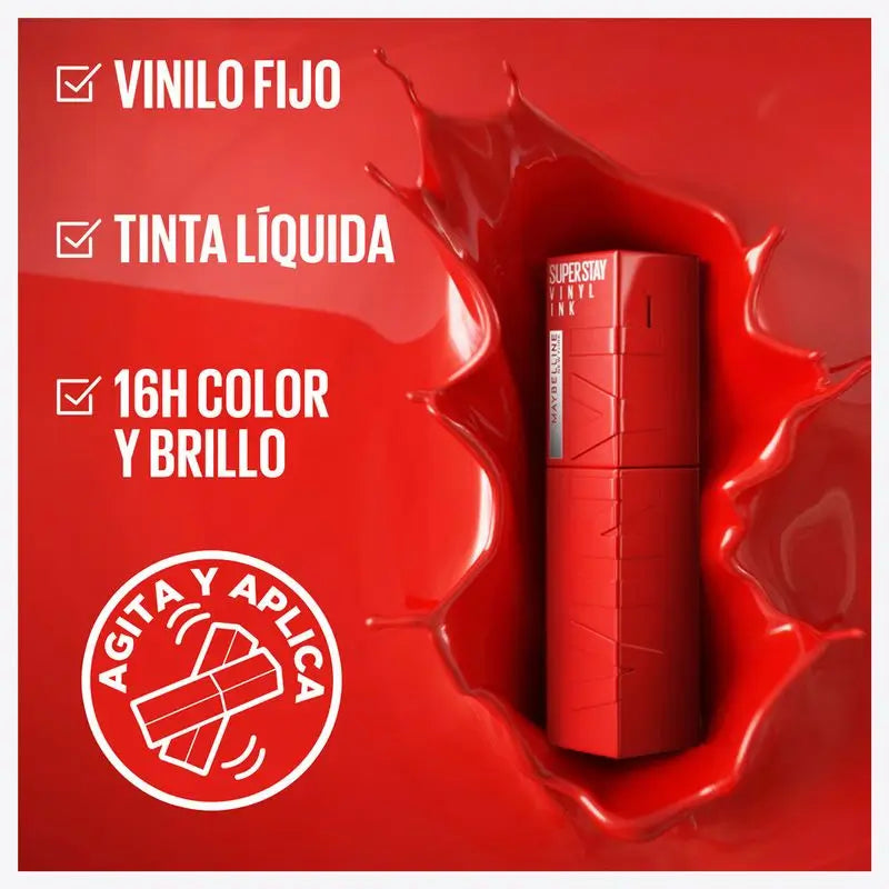Maybelline New York Super Stay Vinyl Ink Proof Gloss Rossetto a prova di inchiostro, 30 UNRIVALED