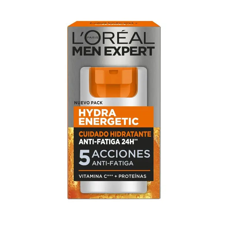 L'Oréal Paris Men Expert Hydra Energetic 24H Crema idratante anti-fatica per uomo con vitamina C e proteine - 50 Ml