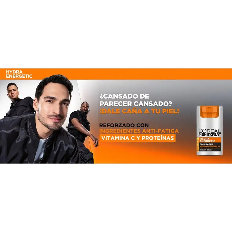 L'Oréal Paris Men Expert Hydra Energetic 24H Crema idratante anti-fatica per uomo con vitamina C e proteine - 50 Ml