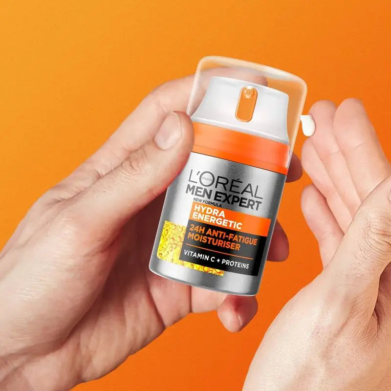 L'Oréal Paris Men Expert Hydra Energetic 24H Crema idratante anti-fatica per uomo con vitamina C e proteine - 50 Ml