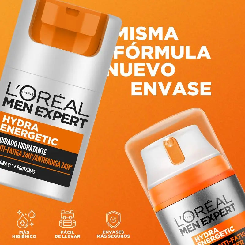 L'Oréal Paris Men Expert Hydra Energetic 24H Crema idratante anti-fatica per uomo con vitamina C e proteine - 50 Ml