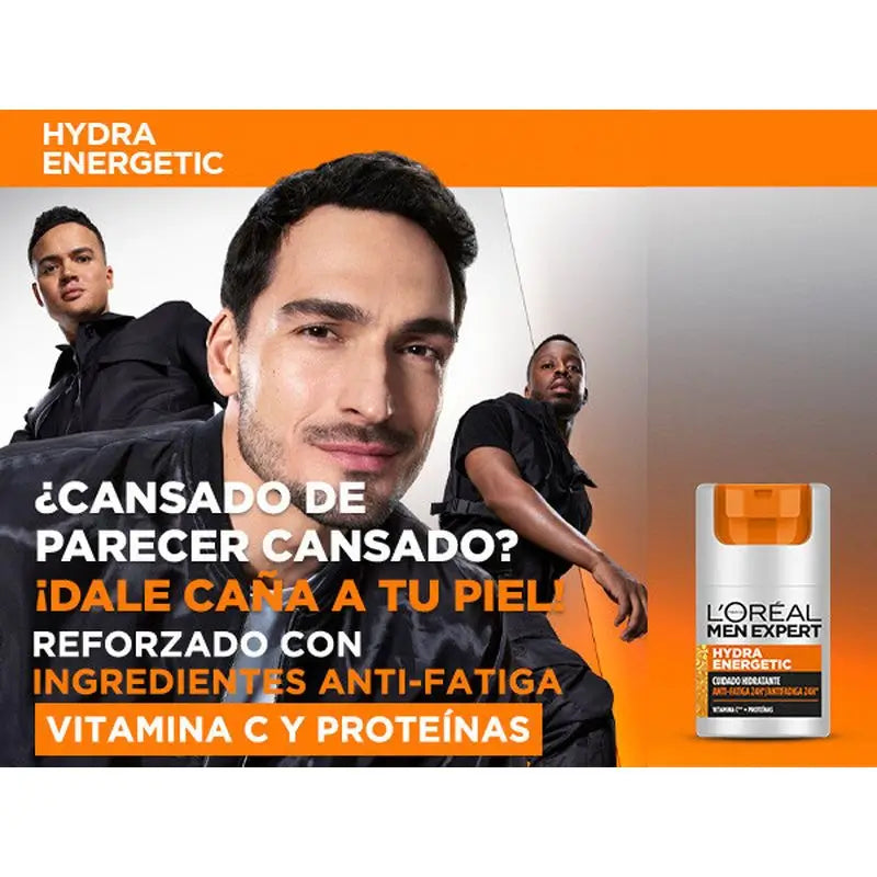 L'Oréal Paris Men Expert Hydra Energetic 24H Crema idratante anti-fatica per uomo con vitamina C e proteine - 50 Ml
