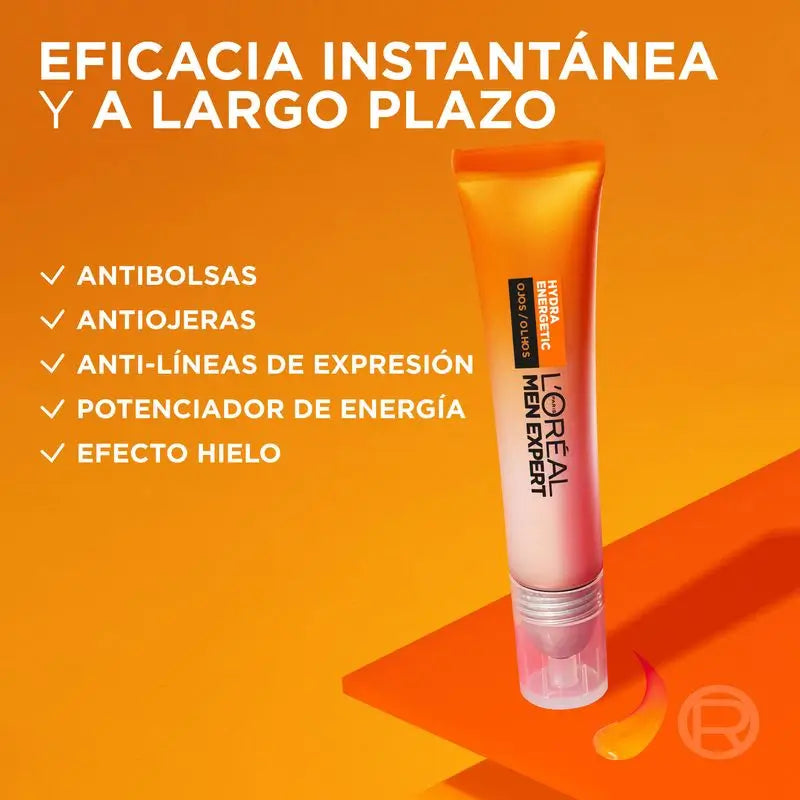 L'Oréal Paris Uomo Expert Hydra Energetic Roll-On Occhi Effetto Ghiaccio Anti Borse e Anti Occhiaie Per Uomo - 10 Ml