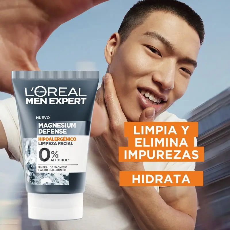 L'Oréal Paris Men Expert Facial Cleansing Magnesium Defense: ipoallergenico, minerale di magnesio e acido ialuronico