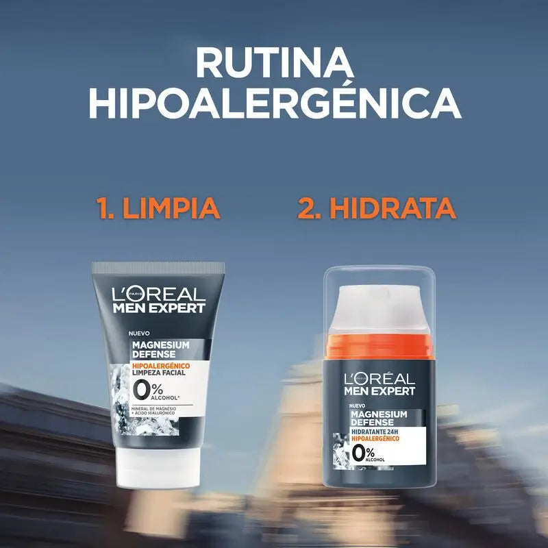 L'Oréal Paris Men Expert Facial Cleansing Magnesium Defense: ipoallergenico, minerale di magnesio e acido ialuronico
