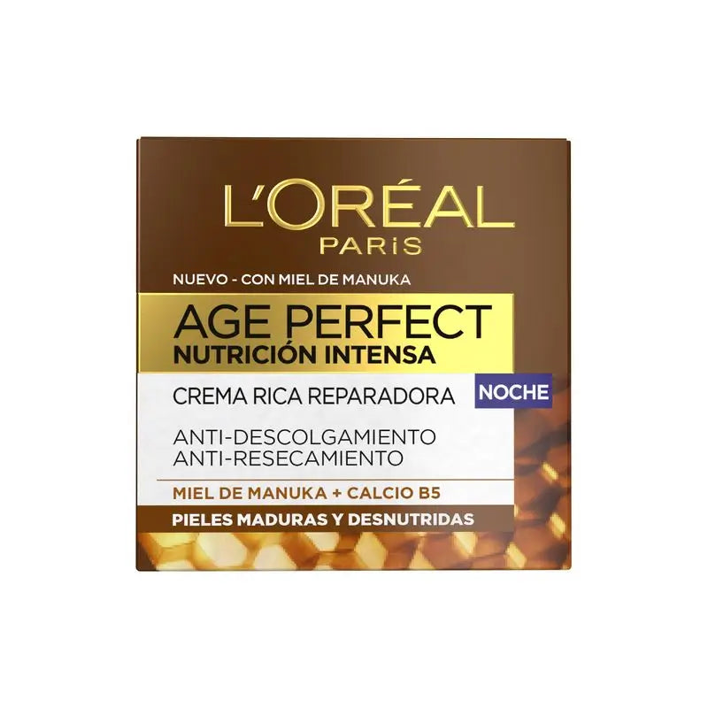 L'Oréal Paris Age Perfect Intense Nutrition Crema Notte Ricca Riparatrice Pelle Matura e Denutrita 50Ml