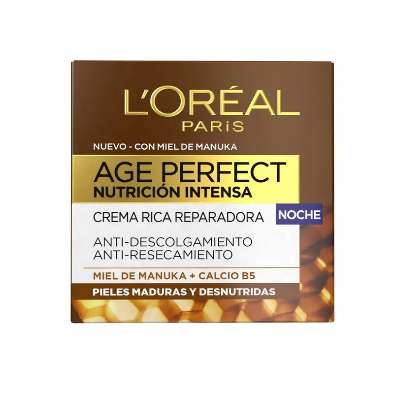 L'Oréal Paris Age Perfect Intense Nutrition Crema Notte Ricca Riparatrice Pelle Matura e Denutrita 50Ml