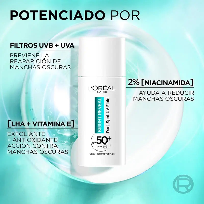 L'Oréal Paris Bright Reveal Fluido idratante anti-brufoli con filtro UV Spf50+ e niacinamide