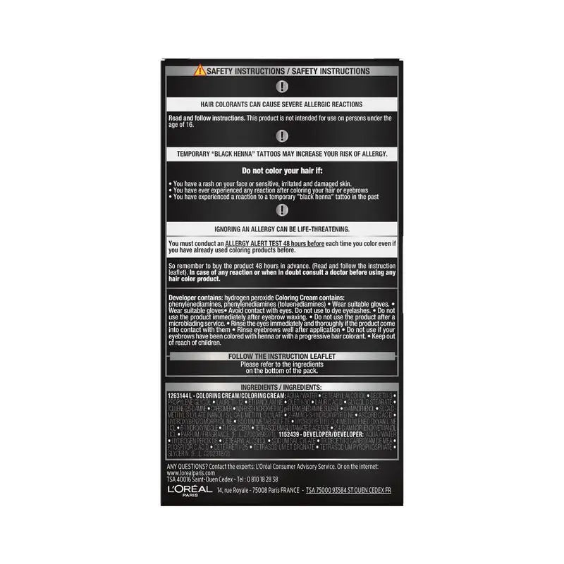L'Oréal Paris Brow Colour Colore Sopracciglia Semi-Permanente 1.0 Nero