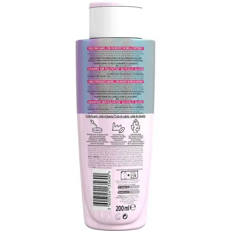 L'Oréal Paris Elvive Glycolic Gloss Shampoo all'Acido Glicolico Capelli Morbidi e Lucenti