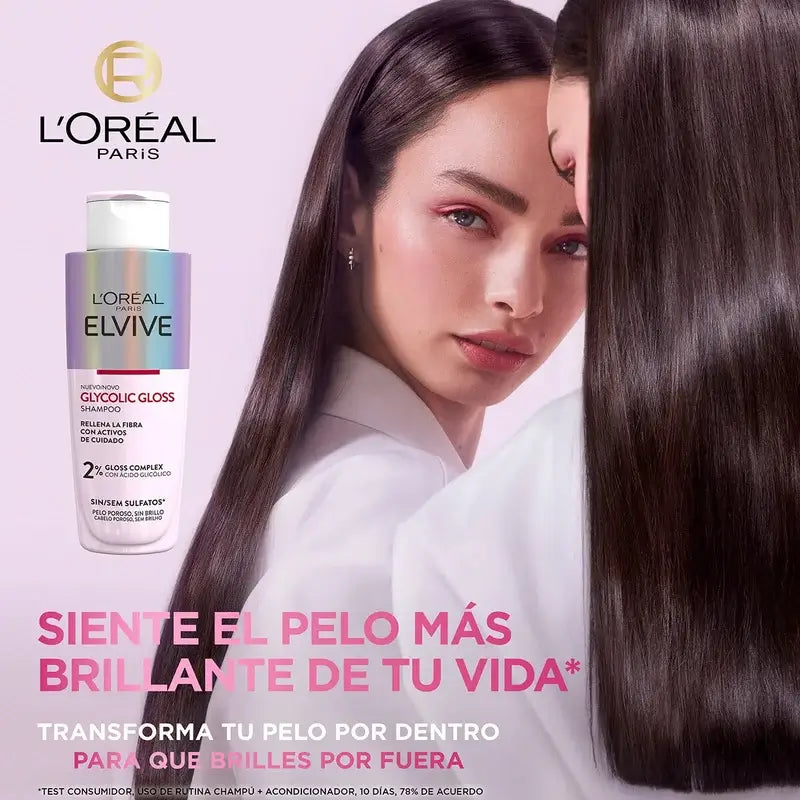 L'Oréal Paris Elvive Glycolic Gloss Shampoo all'Acido Glicolico Capelli Morbidi e Lucenti