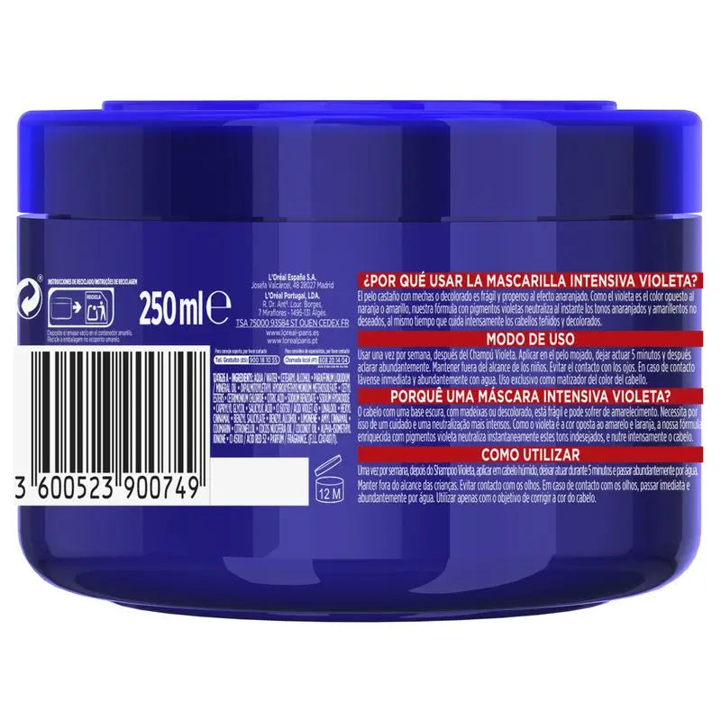 L'Oréal Paris Elvive Color Vive Mask: Viola opacizzante per capelli biondi, grigi o con mèches, 250ml
