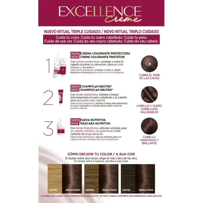 L'Oréal Paris Excellence Creme Colore permanente per capelli - Tonalità 4.15 castano scuro freddo