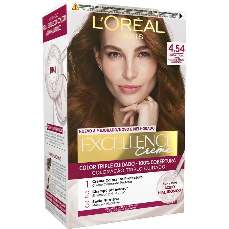 L'Oréal Paris Excellence Creme Colore Permanente per Capelli - Tonalità 4.54 Castano Ramato
