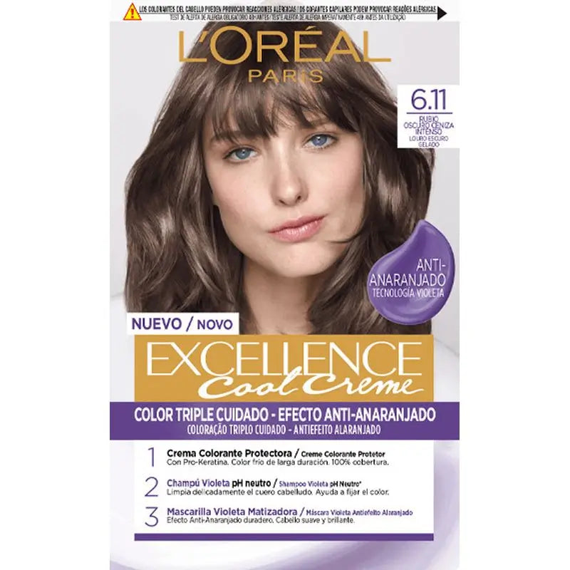 L'Oréal Paris Excellence Creme Colore permanente per capelli - Tonalità 6.11 Biondo scuro cenere