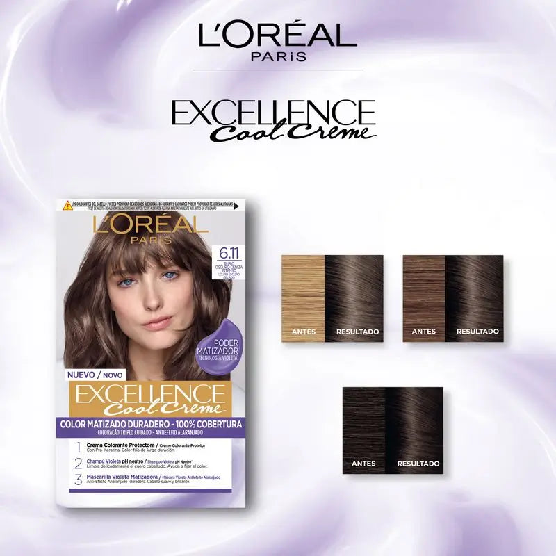 L'Oréal Paris Excellence Creme Colore permanente per capelli - Tonalità 6.11 Biondo scuro cenere