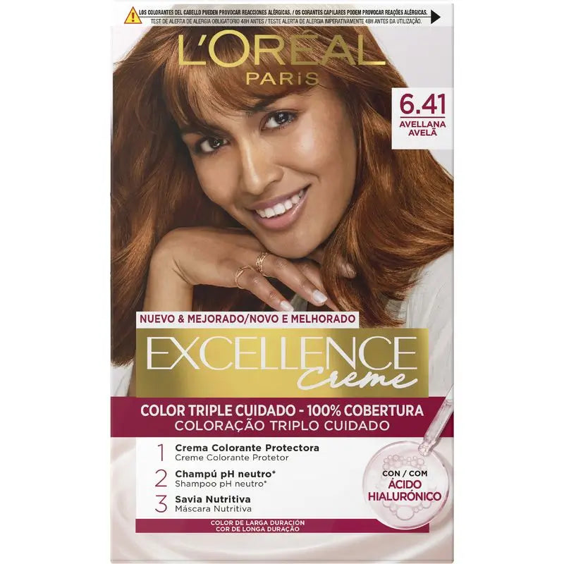 L'Oréal Paris Excellence Creme Colore permanente per capelli - Tonalità 6.41 Nocciola