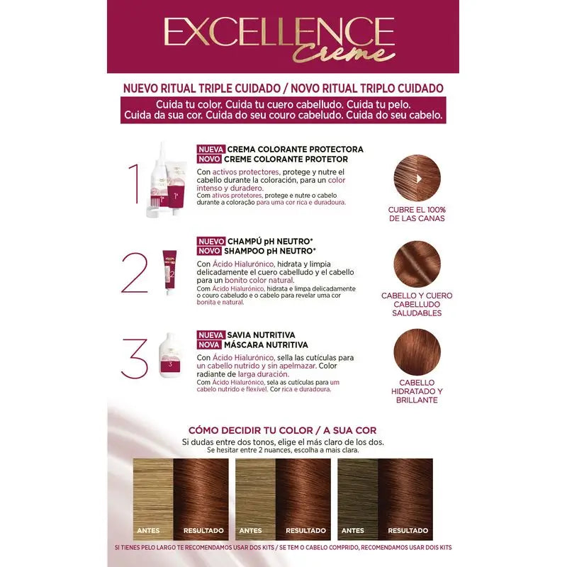 L'Oréal Paris Excellence Creme Colore Permanente per Capelli - Tonalità 6.46 Biondo Scuro Ramato
