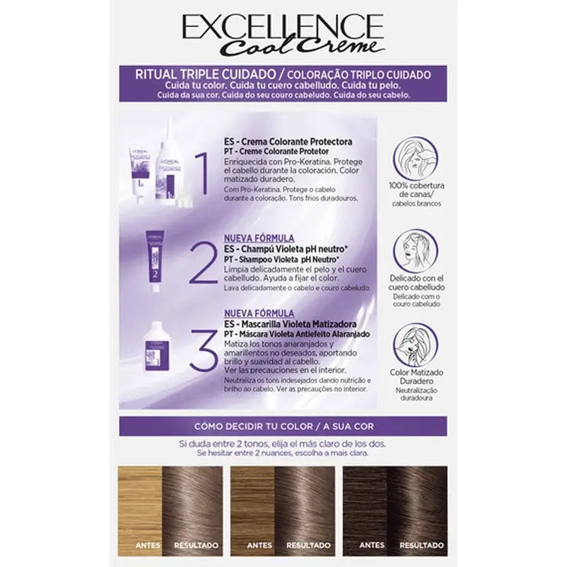 L'Oréal Paris Excellence Creme Colore permanente per capelli - Tonalità 7.11 Biondo cenere intenso