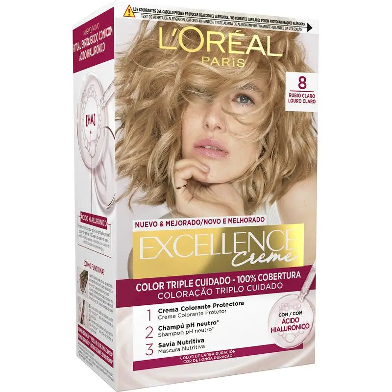 L'Oréal Paris Excellence Creme Colore permanente per capelli - Tonalità 8 Biondo chiaro