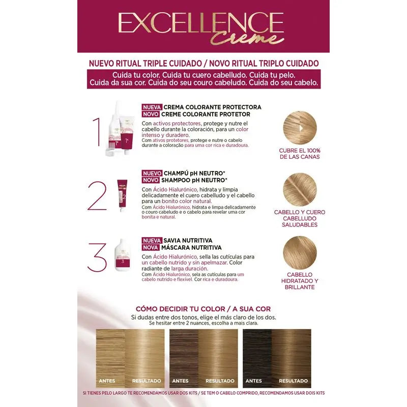 L'Oréal Paris Excellence Creme Colore permanente per capelli - Tonalità 8 Biondo chiaro