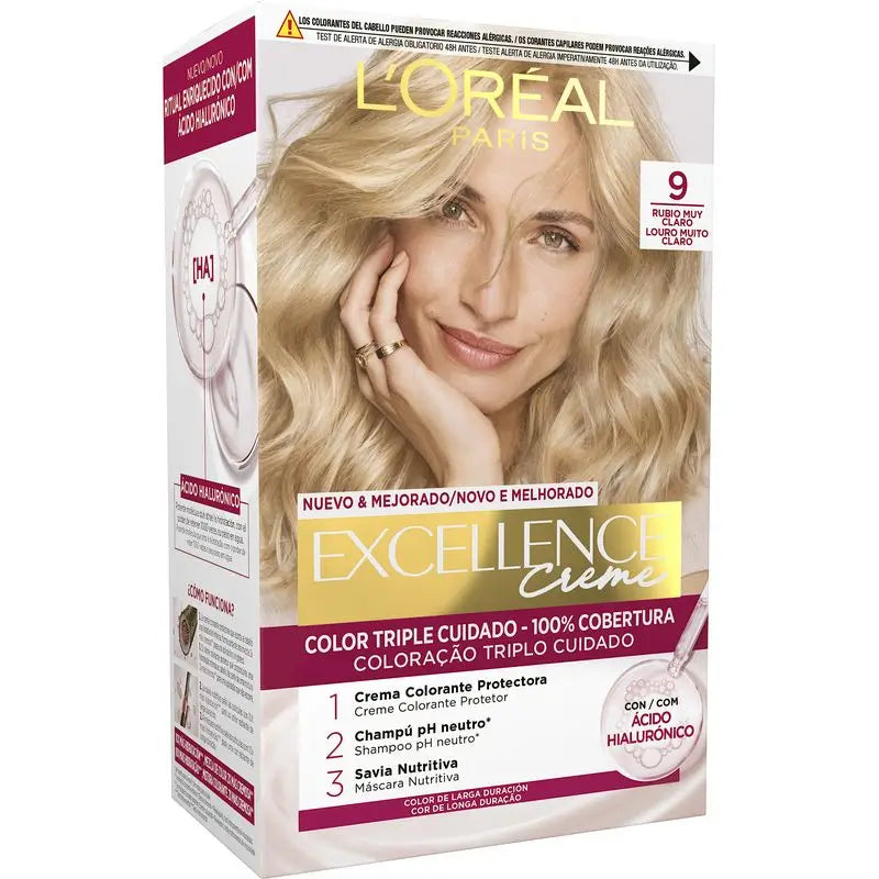L'Oréal Paris Excellence Creme Colore permanente per capelli - Biondo chiarissimo Tonalità 9
