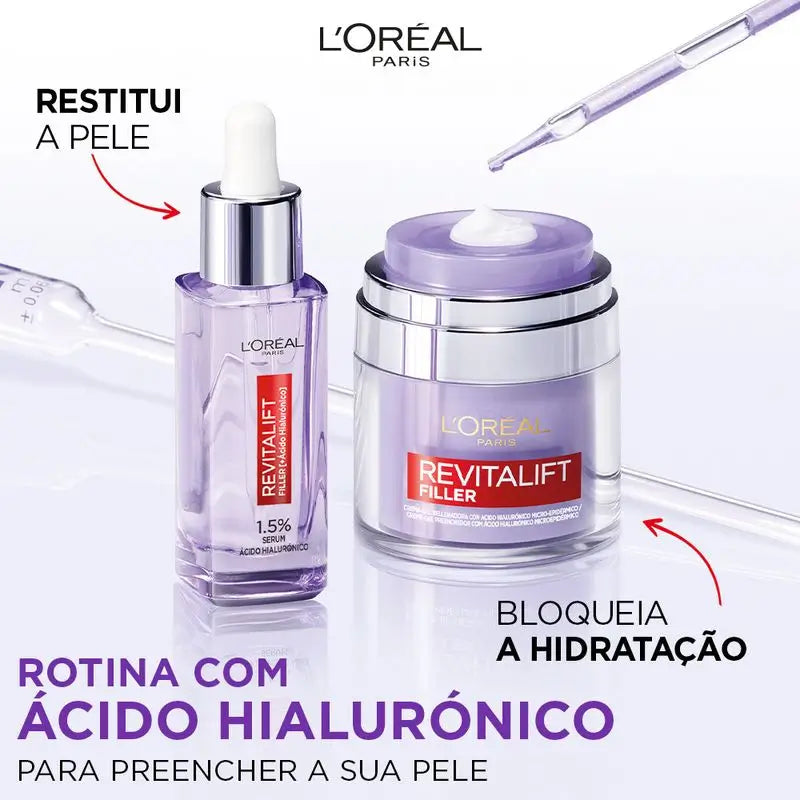 L'Oréal Paris Revitalift Filler Cream Gel: Acido Ialuronico e 3 Ceramidi, Idratazione Intensa
