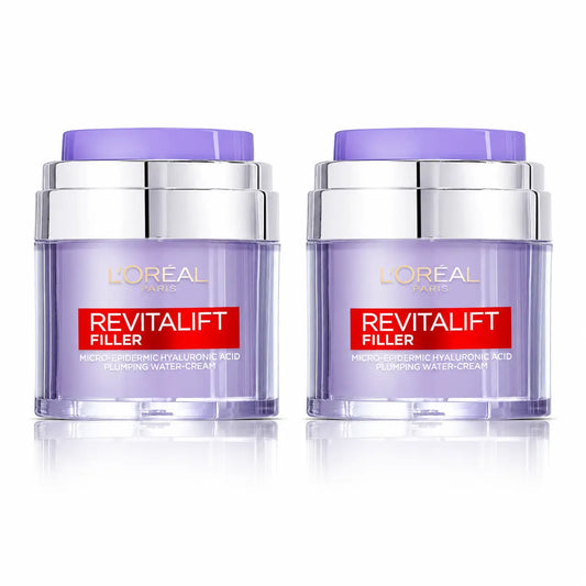 L'Oréal Paris Revitalift Filler Cream Gel: Acido Ialuronico e 3 Ceramidi, Idratazione Intensa, confezione da 2